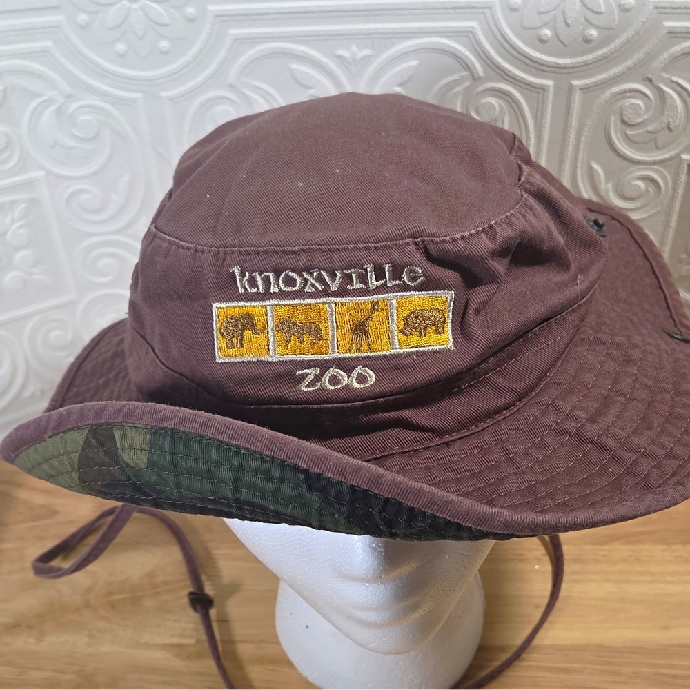 Jhats Knoxville Zoo Boonie Hat Brown Camo Adult 58cm Ventilated Chin Strap